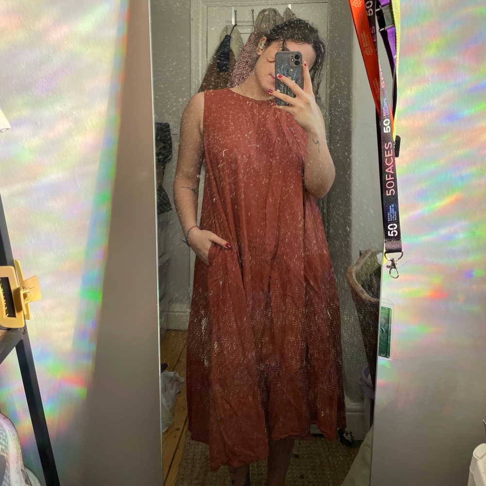 rust midi dress